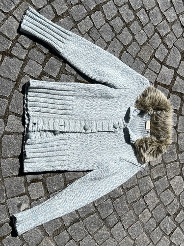 Hellblau melierte strickjacke - hellblau,