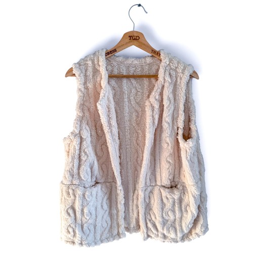 Damen creme flauschige weste - creme,