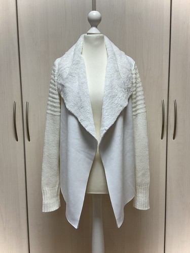 Strickjacke mit velourimitat - strickjacke,