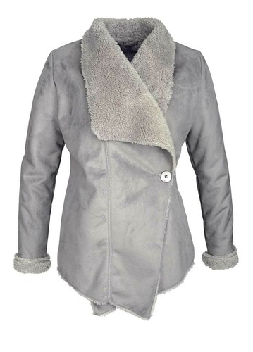 Damen webpelzjacke grau - damen,