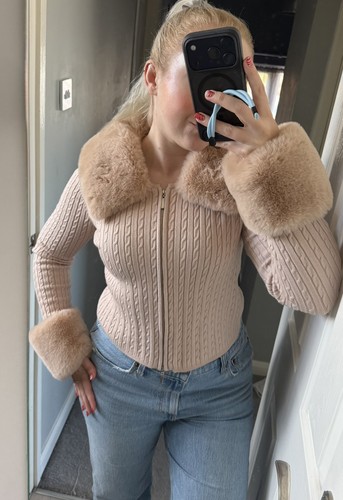Nude strickjacke mit - nude,